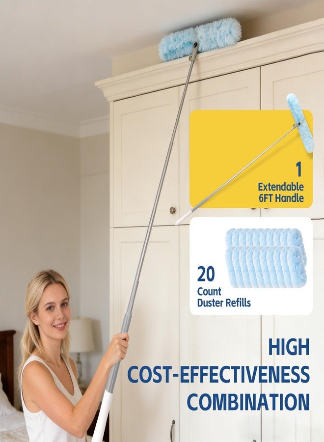 BEVAUEG 6 ft Duster Extended Handle with 20 Pcs Duster Refill, Duster with Extension Pole, Heavy Duty Duster Refills Kit for Ceiling Fan Blades, Cleaning, Dusting, Furniture, Blind, Hard-to-Reach Areas - Image 5